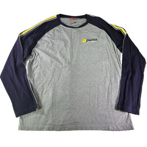 Puma Long Sleeve Shirt Mens Sz XL Gray/Navy Blue